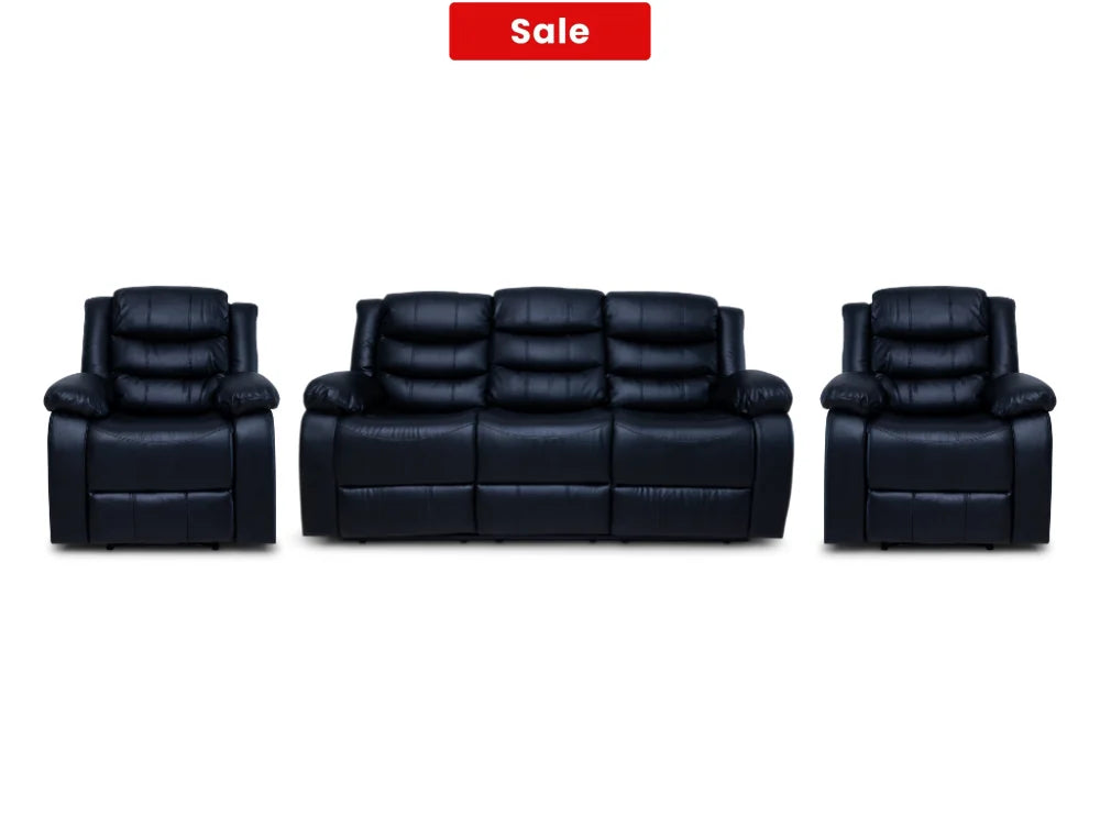 Cozycrown Recliner Suite Collection Black Pre- Order Only 3 + 1 + 1 Seater