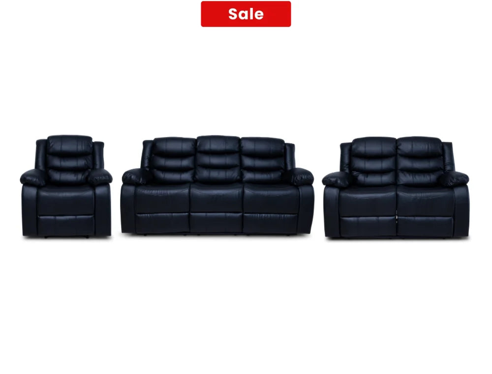 Cozycrown Recliner Suite Collection Black Pre- Order Only 3 + 2 + 1 Seater