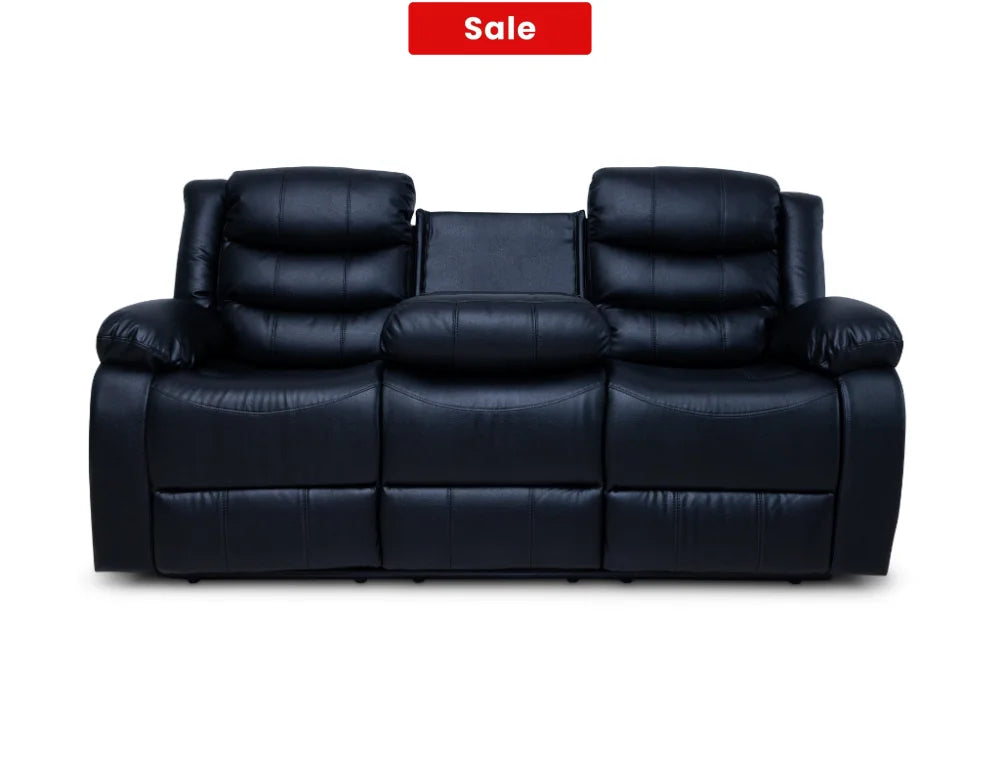 Cozycrown Recliner Suite Collection Black Pre- Order Only 3 Seater