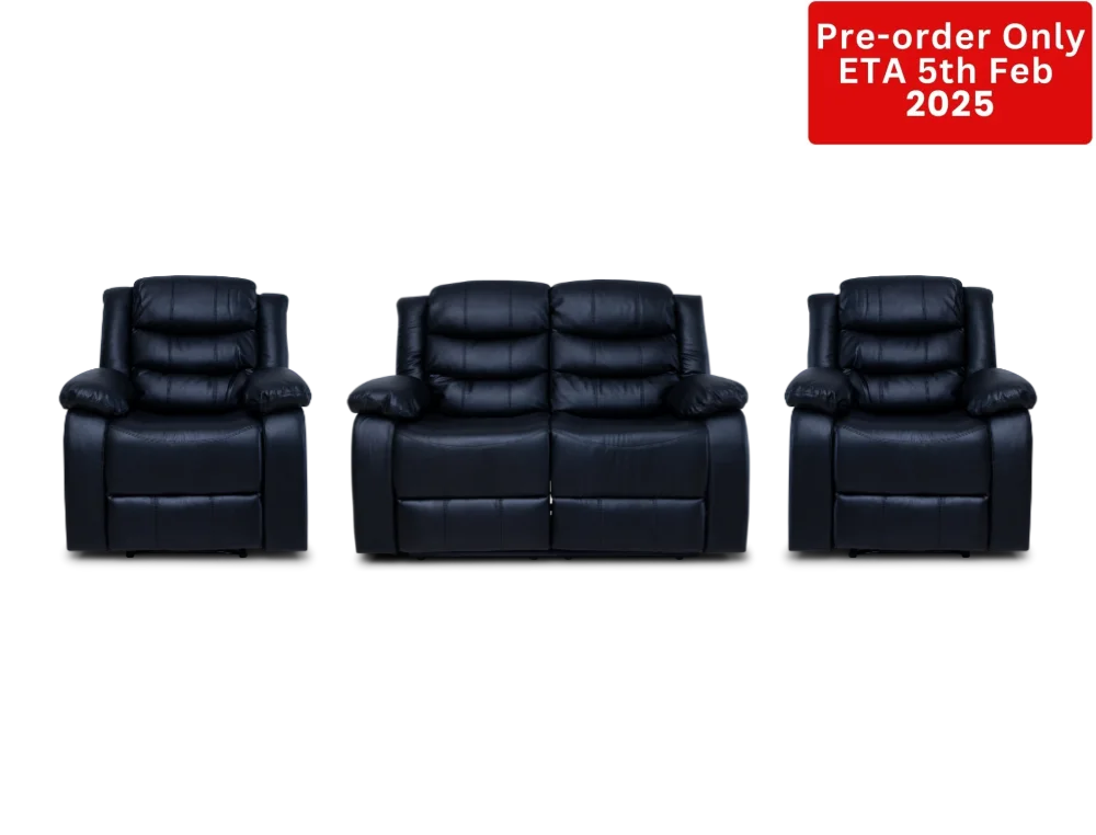 Cozycrown Recliner Suite Collection Black Pre- Order Only 2 + 1 + 1 Seater