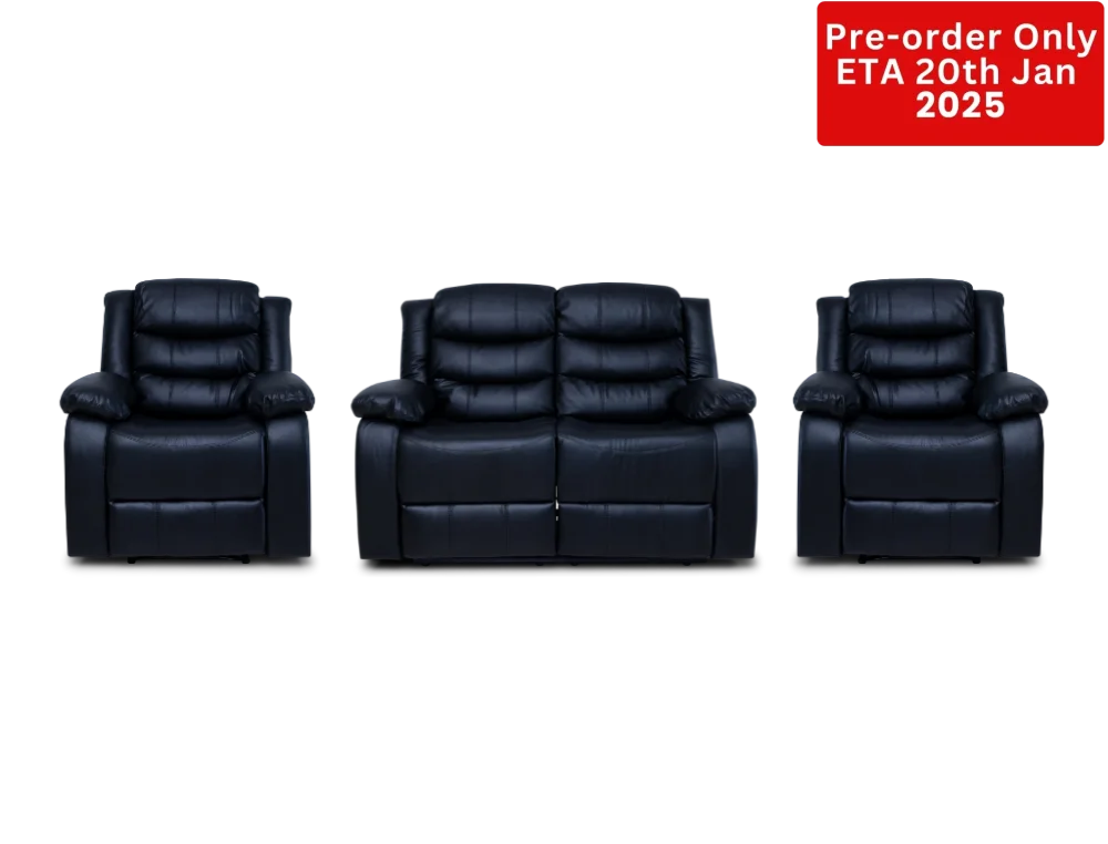 Cozycrown Recliner Suite Collection Black Pre- Order Only 2 + 1 + 1 Seater