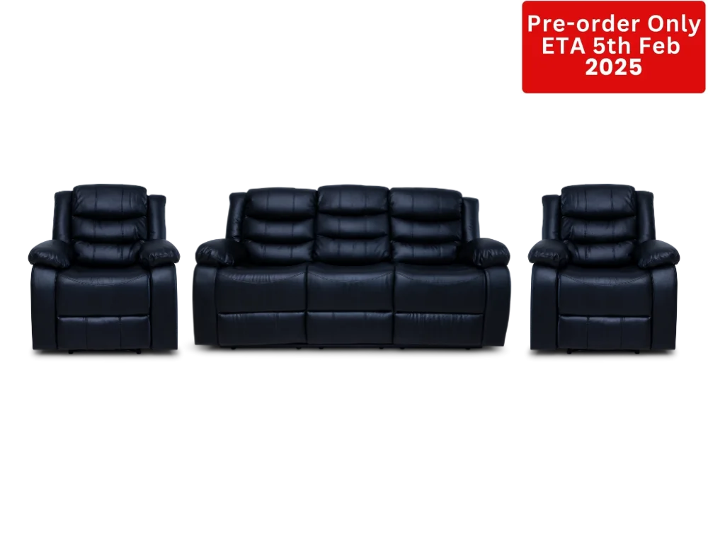 Cozycrown Recliner Suite Collection Black Pre- Order Only 3 + 1 + 1 Seater