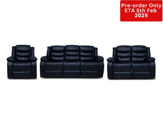 Cozycrown Recliner Suite Collection Black Pre- Order Only 3 + 2 + 1 Seater