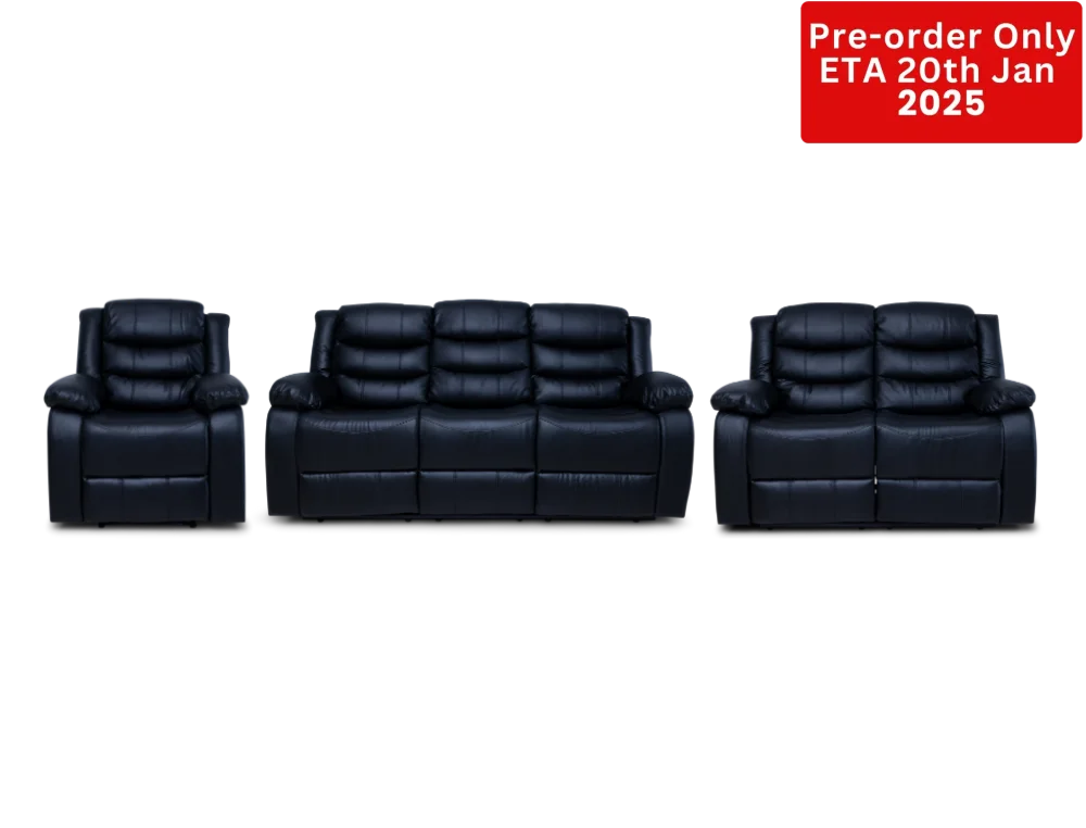 Cozycrown Recliner Suite Collection Black Pre- Order Only 3 + 2 + 1 Seater