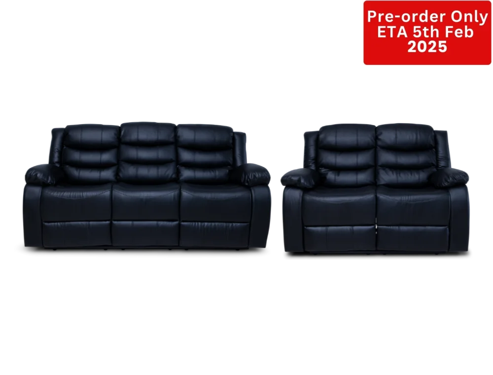 Cozycrown Recliner Suite Collection Black Pre- Order Only 3 + 2 Seater