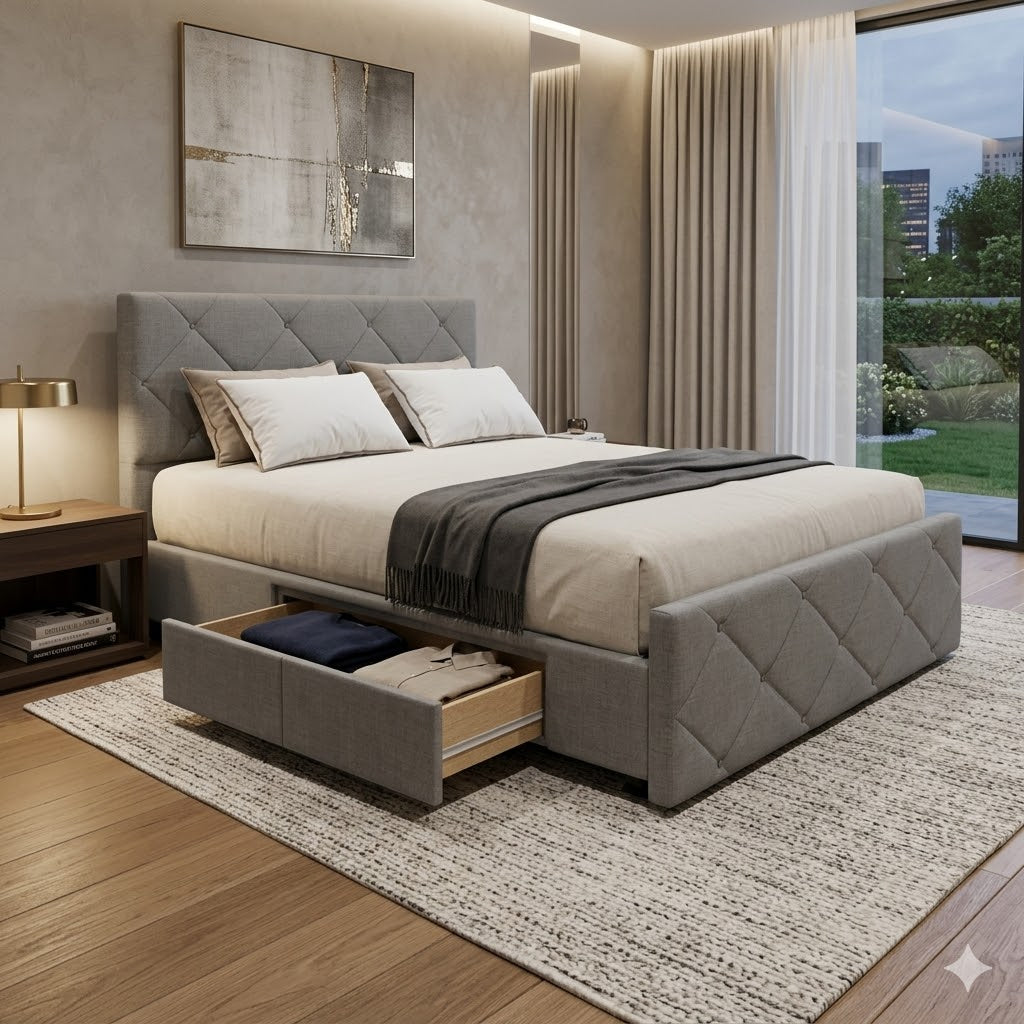 NZ Made Crystal Bed Frame With Drawers - Image 4 | Furniture World NZ