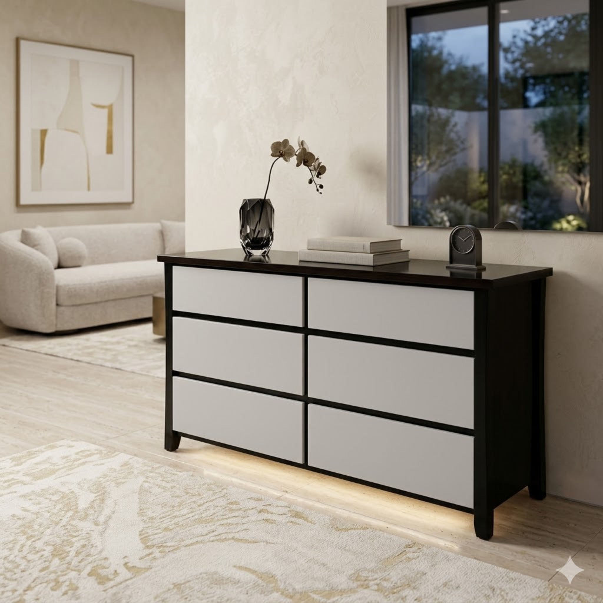 Maverick 6 Drw Dresser (Black/White)