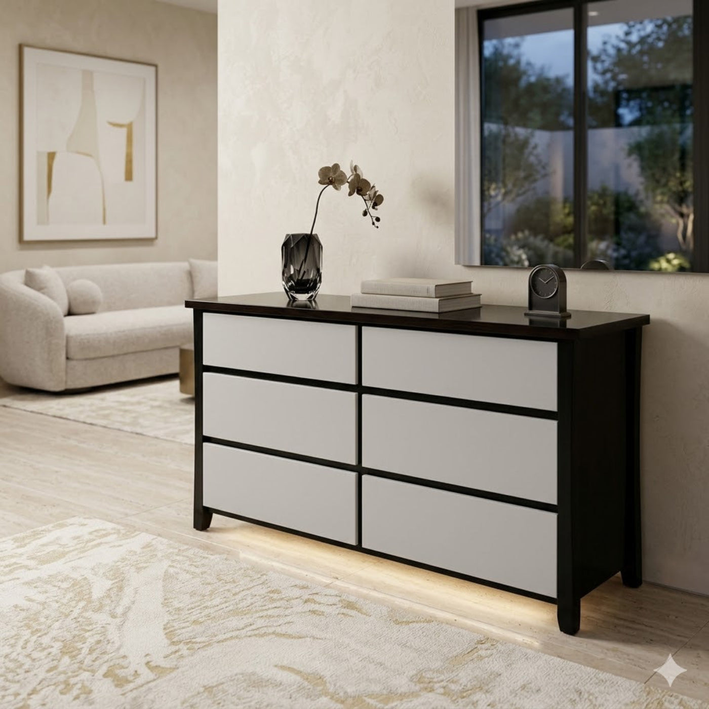 Maverick 6 Drw Dresser (Black/White) | Furniture World NZ