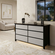 Maverick 6 Drw Dresser (Black/White) | Furniture World NZ