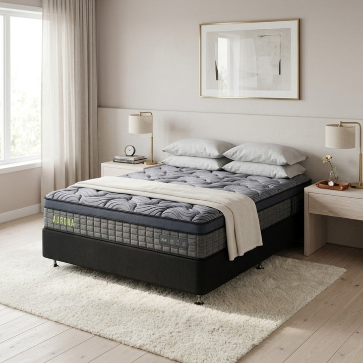 NZ Made Eco Bed Base + Aurora Eurotop Mattress