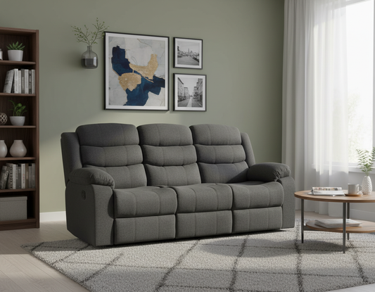 Lush Recliner 3 Seater with Cup Holder Dark Grey- Pre-Order