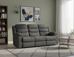 Lush Recliner 3 Seater with Cup Holder Dark Grey- Pre-Order