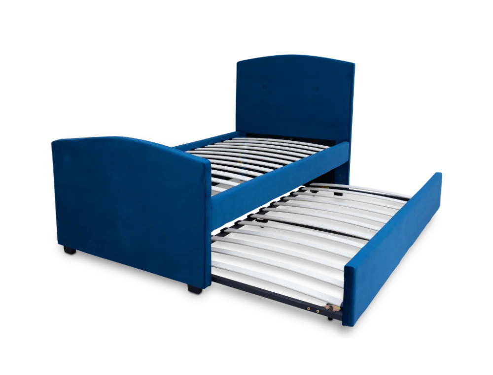 Driftease Single Trundler Bed Frame Velvet Blue