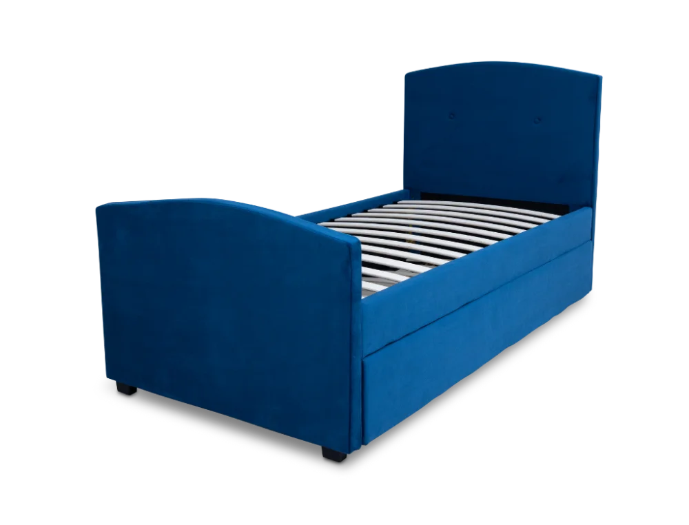 Driftease Single Trundler Bed Frame Velvet Blue