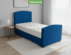DriftEase Single Trundler Bed Frame Velvet Blue - Floor Model
