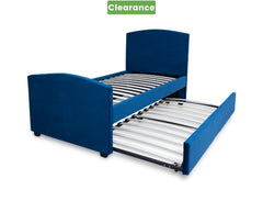 DriftEase Single Trundler Bed Frame Velvet Blue