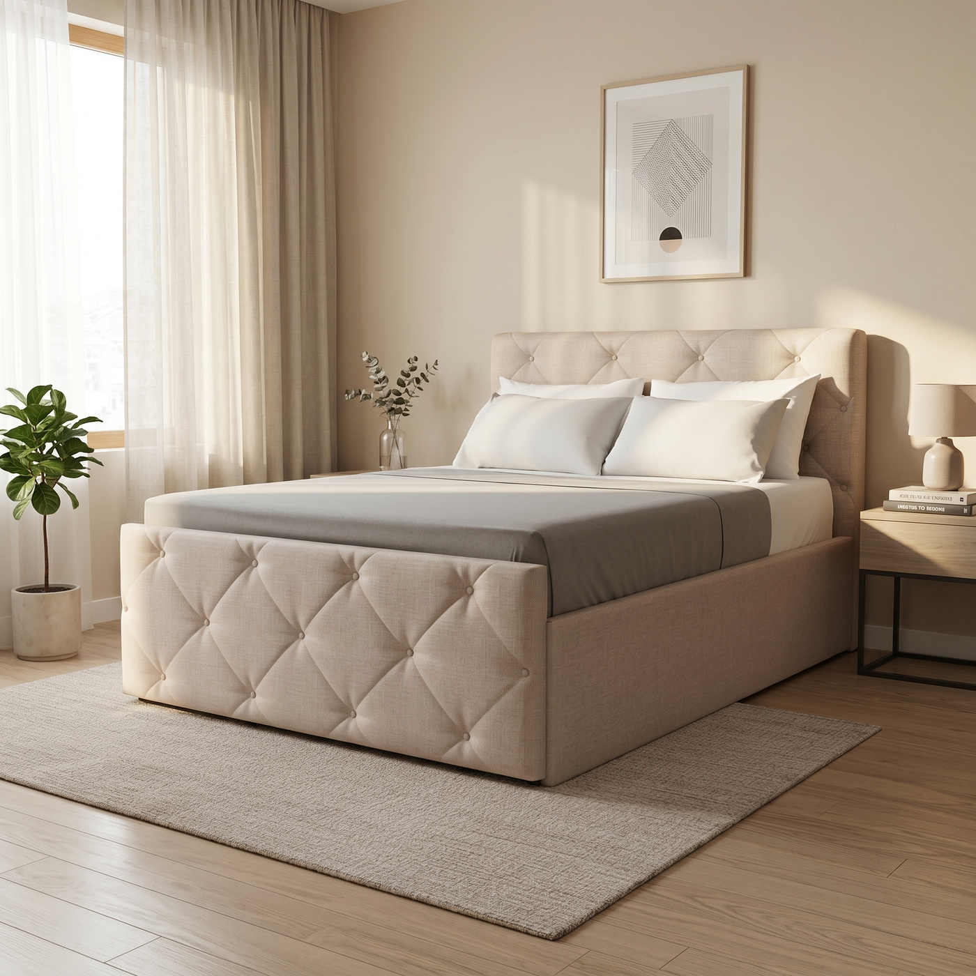 NZ Made Crystal Bed Frame + SleepTime Medium Mattress - lifestyle