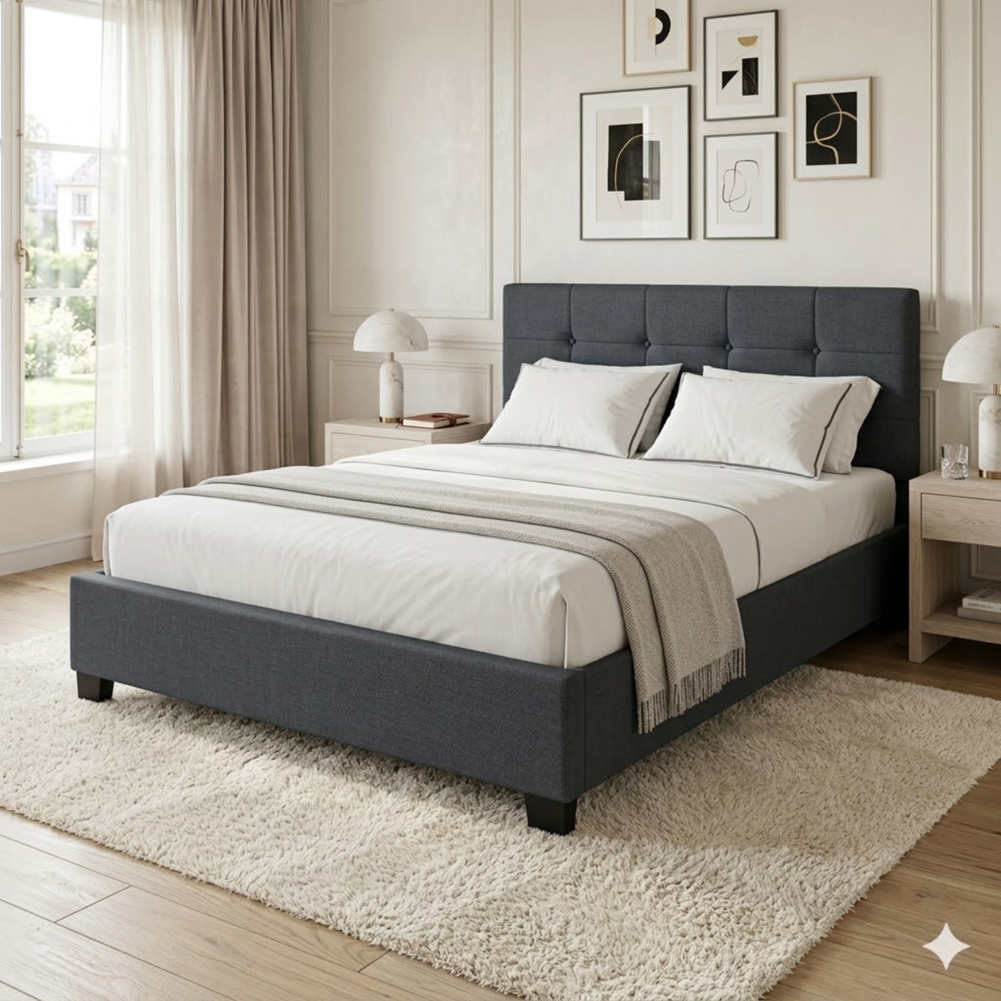 Atlas Queen Bed Charcoal | Furniture World NZ
