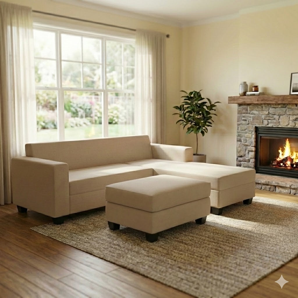 NZ Made Eco 3 Seater with Chaise Corner Sofa