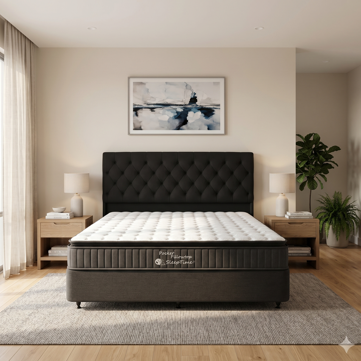 SleepTime Pocket Pillowtop Mattress + NZ Made Eco Bed Base - lifestyle