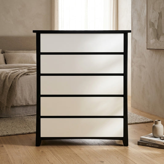 Maverick 5 Drw Tallboy (Black/White) - lifestyle