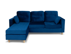 FlexChaise 3 Seater Reversible Corner Sofa with Chase Velvet Navy Blue