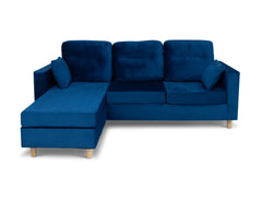 FlexChaise 3 Seater Reversible Corner Sofa with Chase Velvet Navy Blue-Floor Model