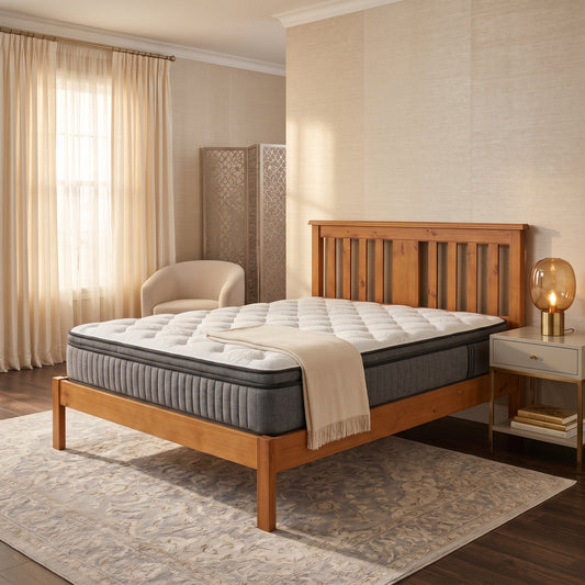 EasyRest Bed Frame + SleepMax Pillow Top Mattress Sleeplite Pocket Spring Mattress