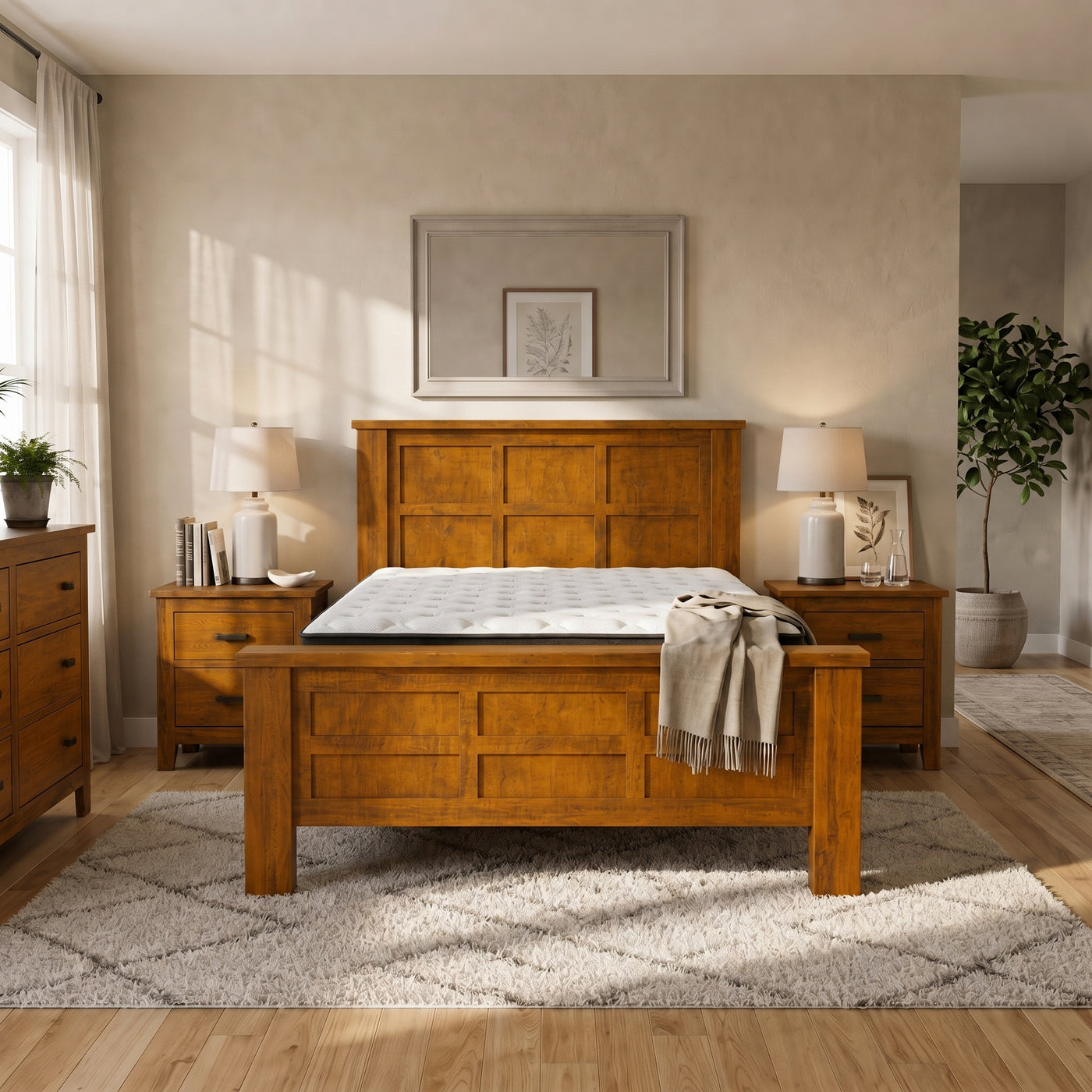 Oakwood Bed Frame +SleepTime Medium Mattress