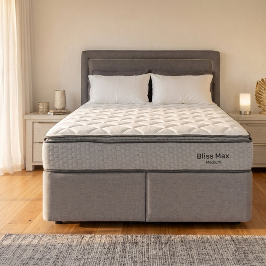 NZ Made Bliss Max Medium Mattress + Royal Bed Base
