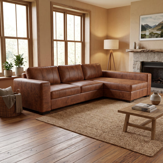 NZ Made Evoque Long-Arm With Chaise Corner Sofa