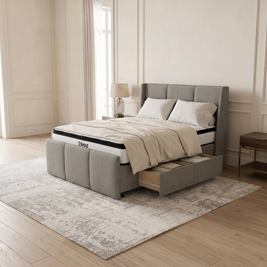 NZ Made Cascade Bed Frame With Drawers Venus Medium Bundle 1