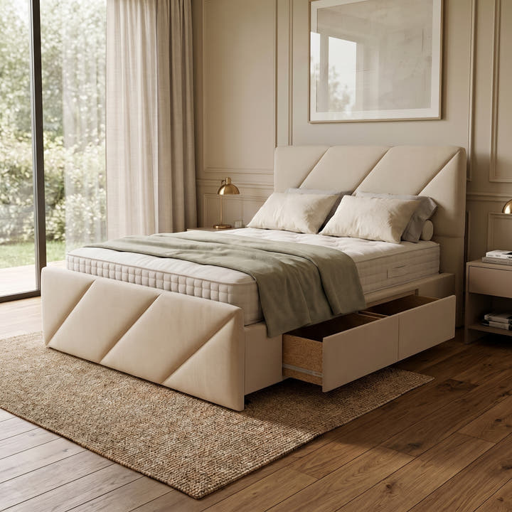 NZ Made Zest Bed Frame With Drawers Venus Medium Bundle
