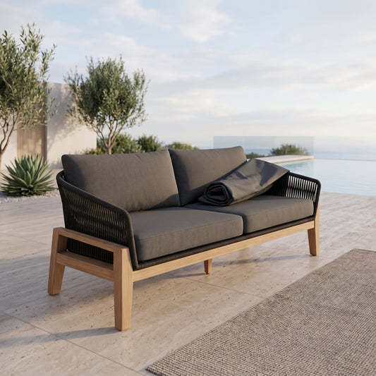 Nexus Outdoor 3S Sofa With Cover – Black + Charcoal