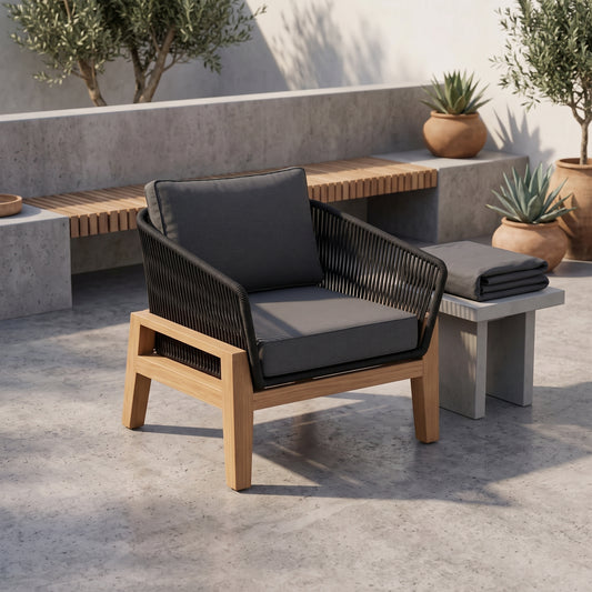 Nexus Outdoor Arm Chair With Cover - Black/Charcoal