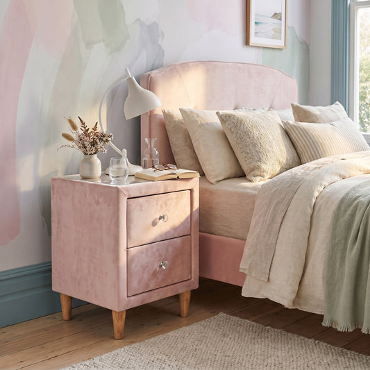 Vireo Fabric Bedside Table – Pink