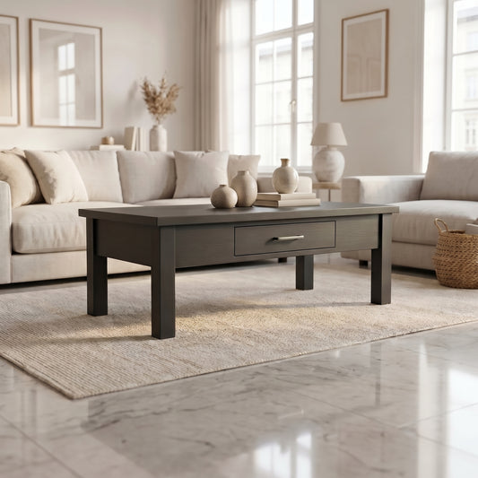 One Drawer Wooden Coffee Table Black Colour