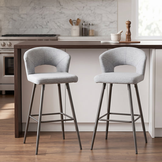 Curve Comfort Bar Stool Light Grey Set of 2 PCS - Floor Model