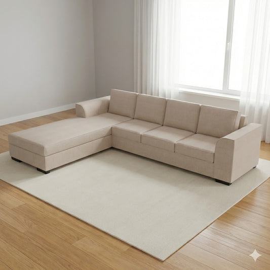 NZ Made Harbor 4 Seater with Chaise Corner Sofa-Ramsey Biscuit