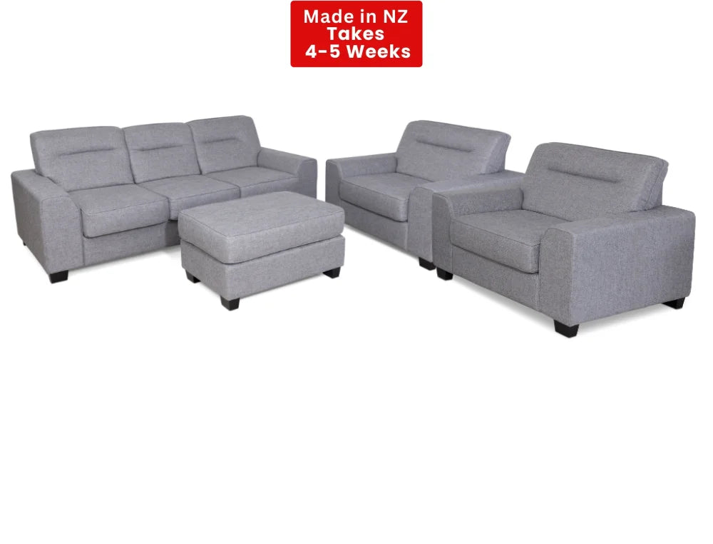 Harbor NZ Made Lounge Suites – Ramsey Thunder Collection 3 + 1 + 1 Seater with Ottoman