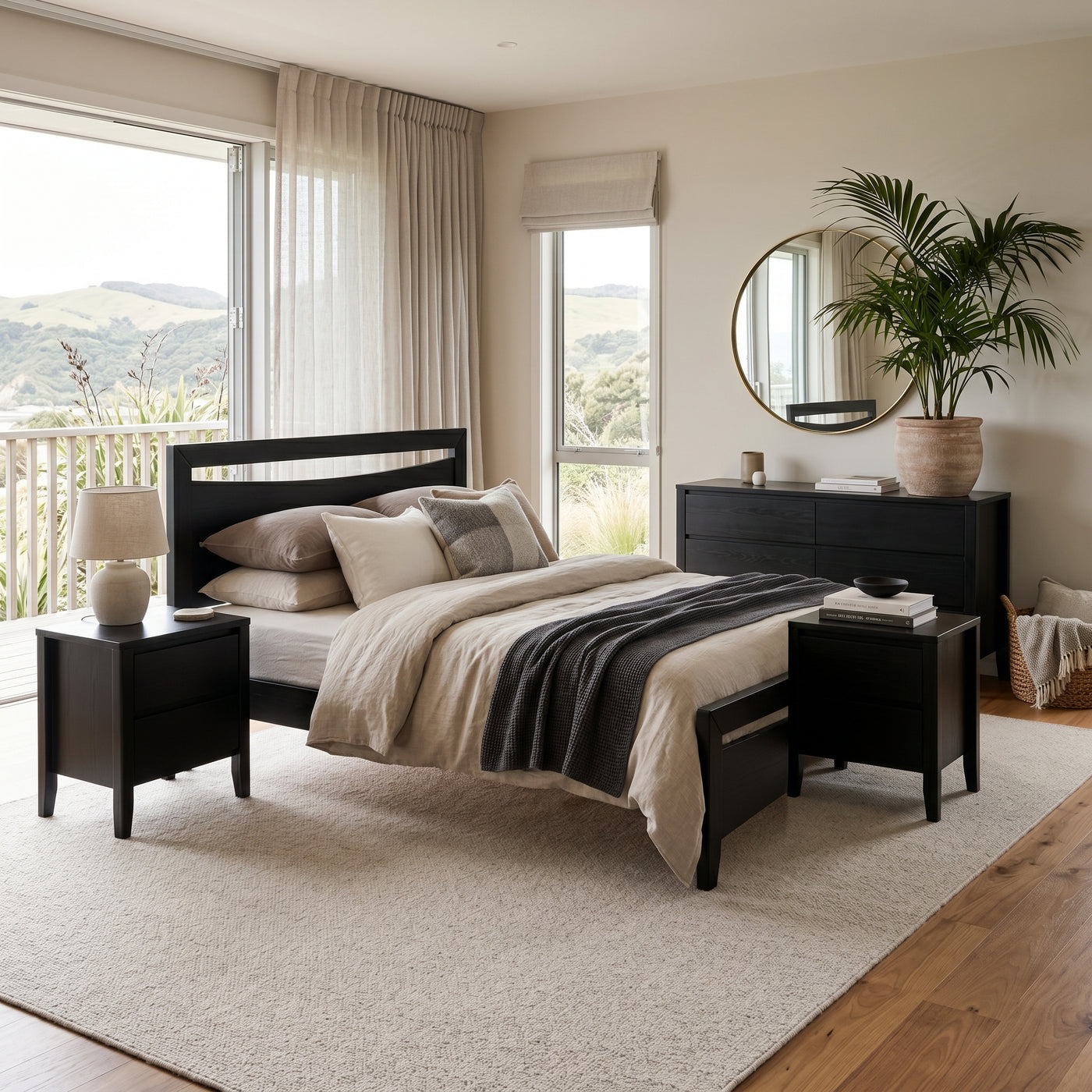 Henley 5 Pcs Bedroom Suite Black | Furniture World NZ