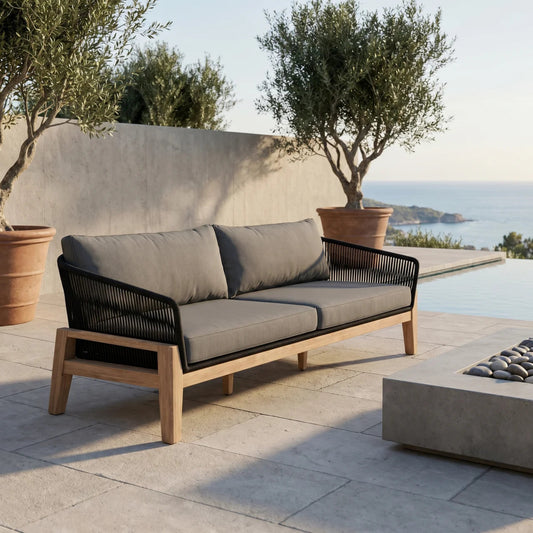 Nexus Outdoor 4 Seater Sofa With Cover - Black + Charcoal | Furniture World NZ
