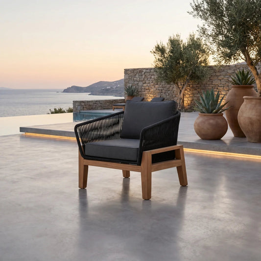 Nexus Outdoor Arm Chair With Cover - Black/Charcoal | Furniture World NZ