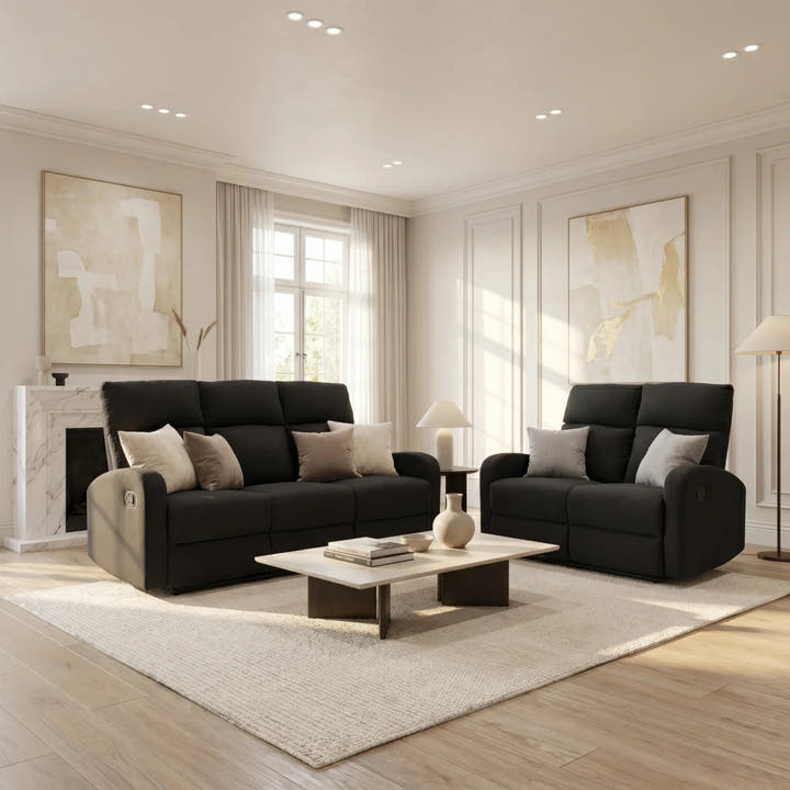 SupreCoz 3RR + 2RR Recliner Suite Black