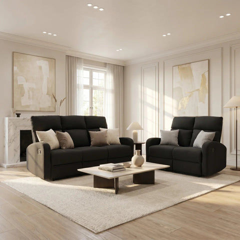 SupreCoz 3RR + 2RR Recliner Suite Black | Furniture World NZ