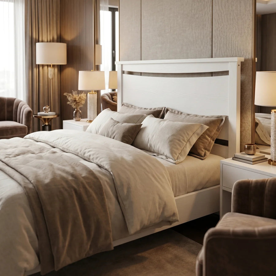 Medallion Queen Headboard White | Furniture World NZ