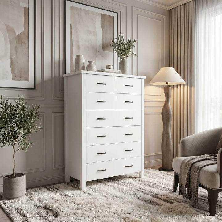 Medallion 8 Drw Tallboy White | Furniture World NZ