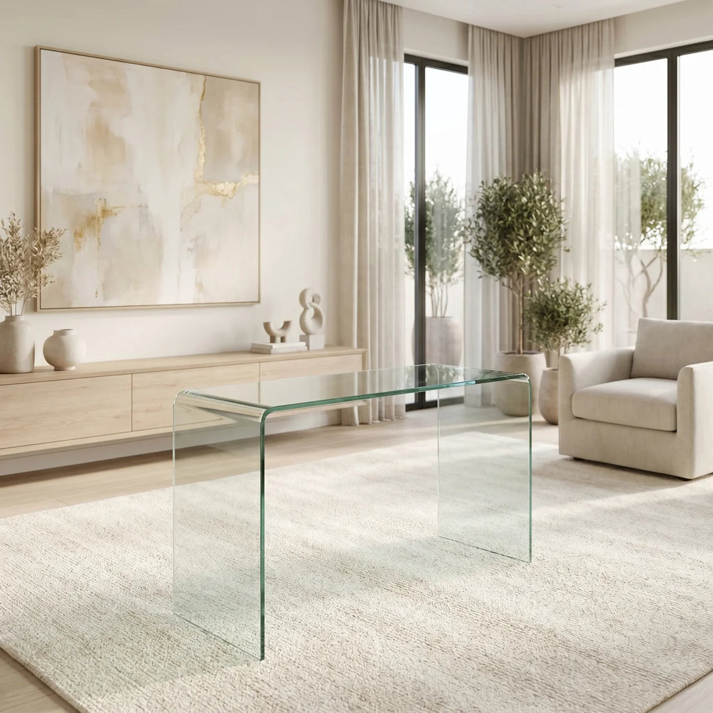 U Shape Glass Hall Table | Furniture World NZ