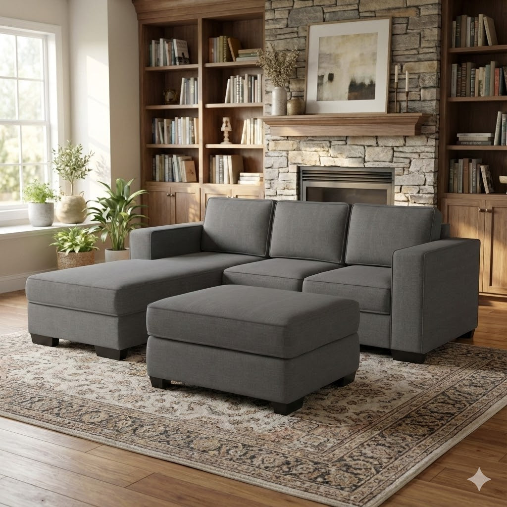 NZ Made Kiwi Comfort 3 Seater with Chaise Corner Sofa