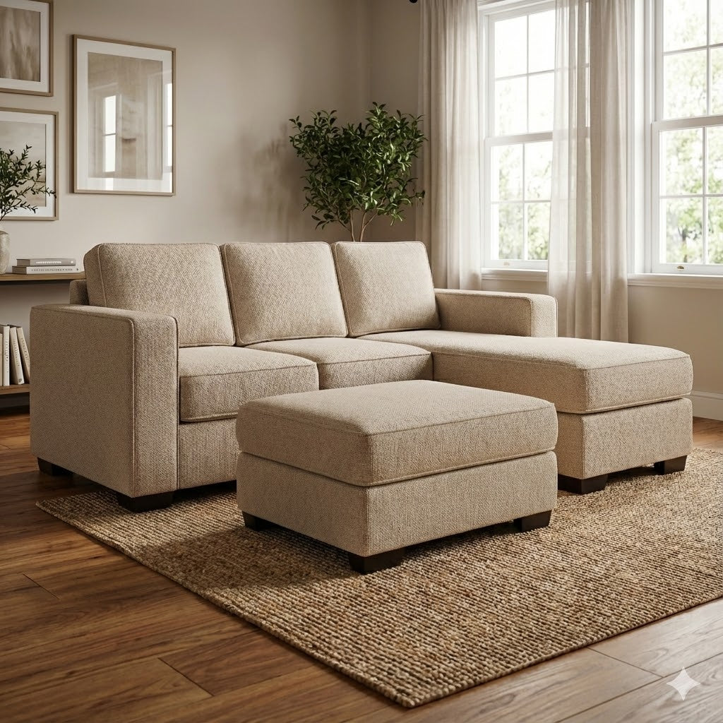 NZ Made Kiwi Comfort 3 Seater with Chaise Corner Sofa